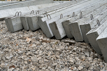 new concrete blocks and curbs for road construction