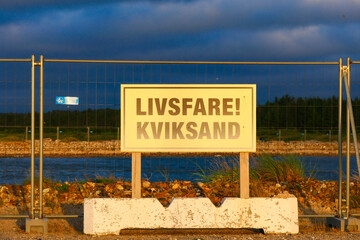 Hirtshals, Denmark   A sign in Danish saying: 