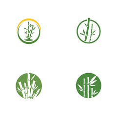 Set Bamboo vector icon logo