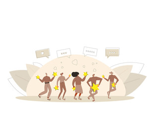 Feedback concept. People with stars in their hands