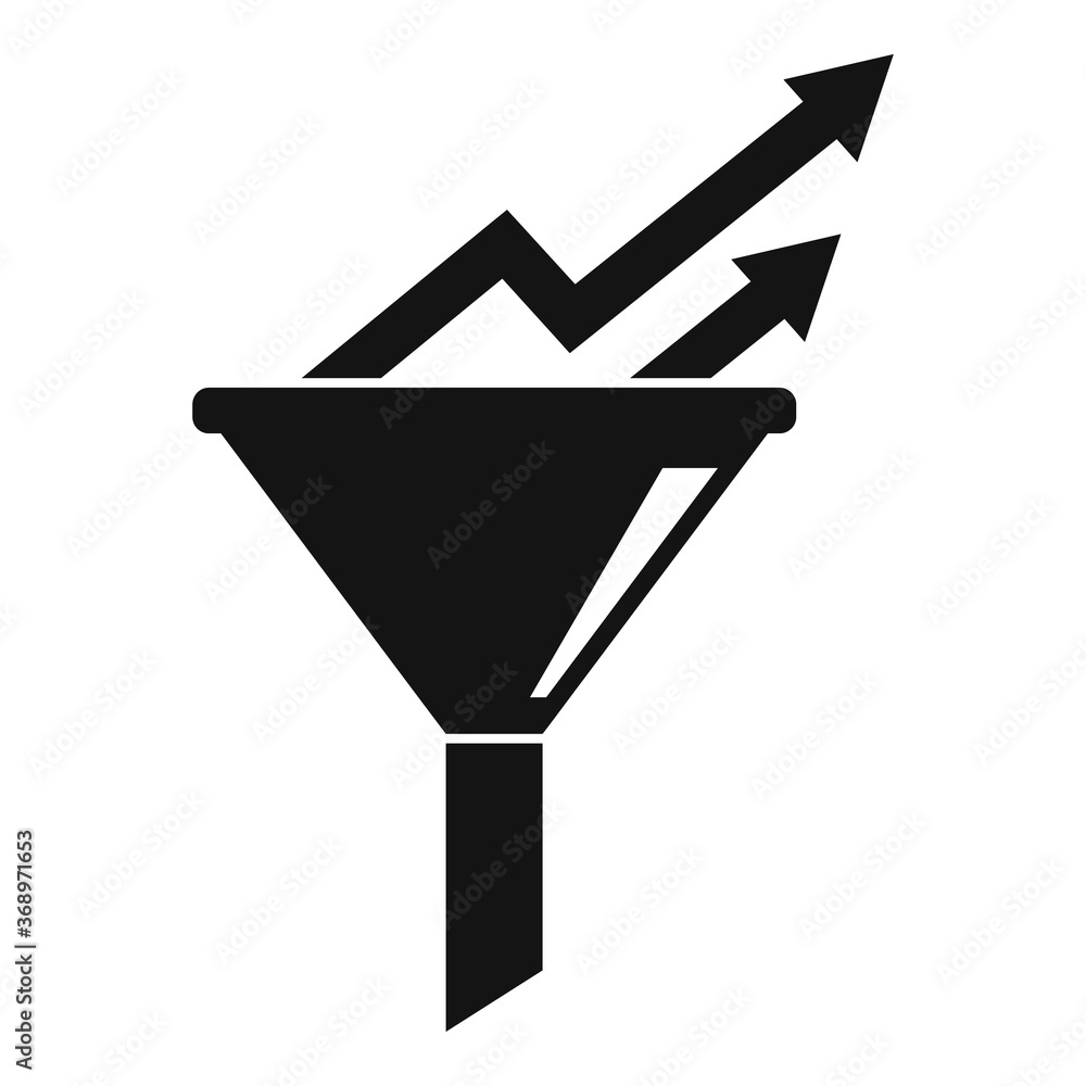 Poster conversion rate graph funnel icon. simple illustration of conversion rate graph funnel vector icon f