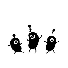 Cute funny little aliens. Design element, card, background, icon on the theme of UFO, space. Simple vector illustration isolated on white background