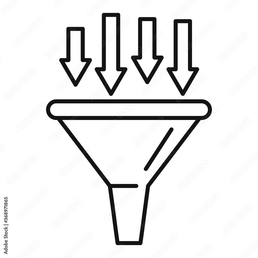 Poster conversion rate funnel icon. outline conversion rate funnel vector icon for web design isolated on w