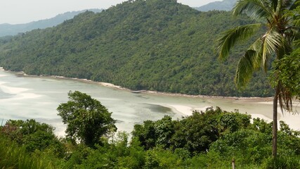 Samui Island thickly dotted with trees and vegetation. Scenic landscape of amazing paradise...