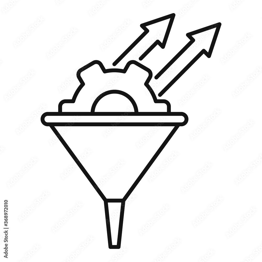 Poster conversion rate gear funnel icon. outline conversion rate gear funnel vector icon for web design iso