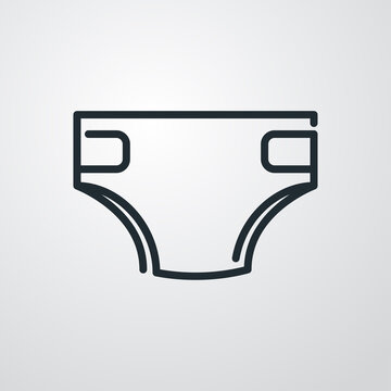 Concepto higiene del beb&eacute;. Icono plano lineal pa&ntilde;al absorvente para beb&eacute;s en fondo gris