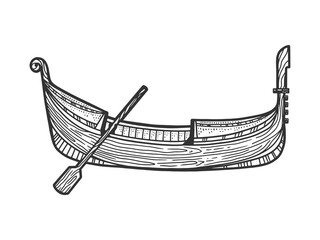 Gondola boat sketch raster illustration