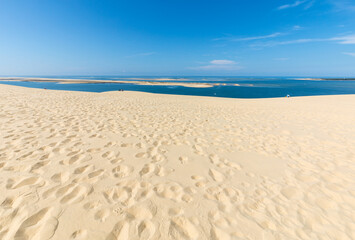 View from the Dune of Pilat, the tallest sand dune in Europe. La Teste-de-Buch, Arcachon Bay, Aquitaine, France