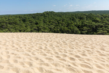 View from the Dune of Pilat, the tallest sand dune in Europe. La Teste-de-Buch, Arcachon Bay,...