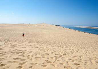 View from the Dune of Pilat, the tallest sand dune in Europe. La Teste-de-Buch, Arcachon Bay,...