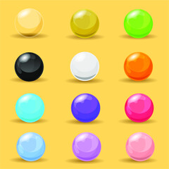 Vector Collection of Colorful Translucent Glossy Balls