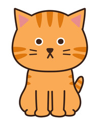 Tabby cat waiting for food. Vector illustration isolated on white background.