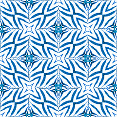 Chevron watercolor pattern. Blue magnetic boho 