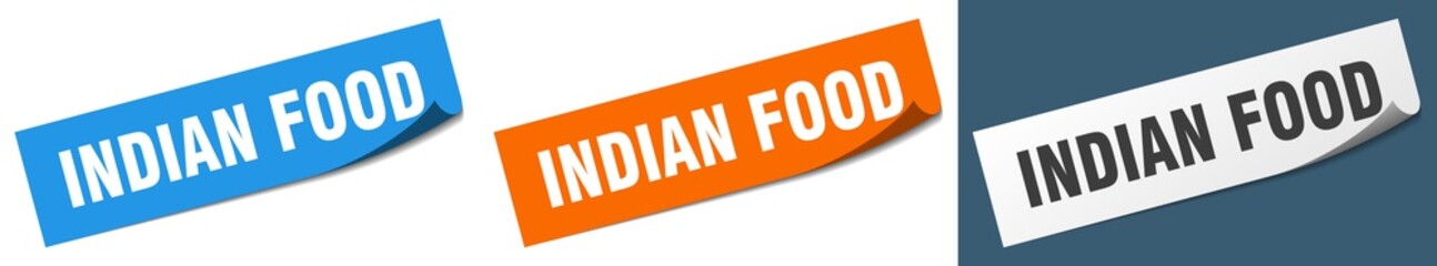 indian food paper peeler sign set. indian food sticker