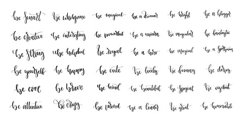 Vector set of isolated calligraphy logo of Be something for decoration and covering on the white background.
