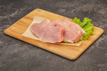 Raw pork steak for cooking