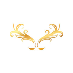 golden floral ornament on white background