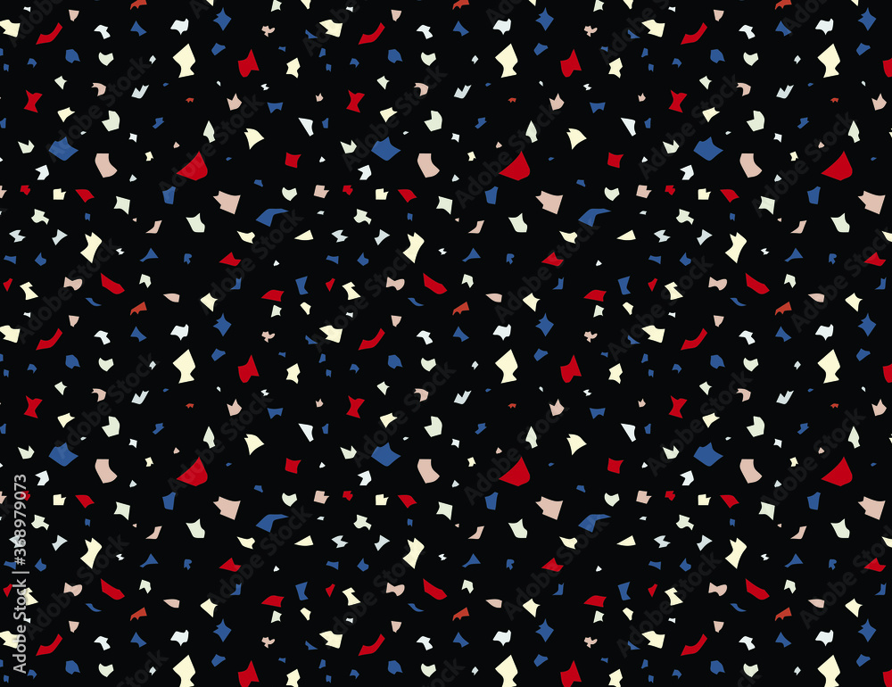 Poster terrazzo vector seamless pattern in black background