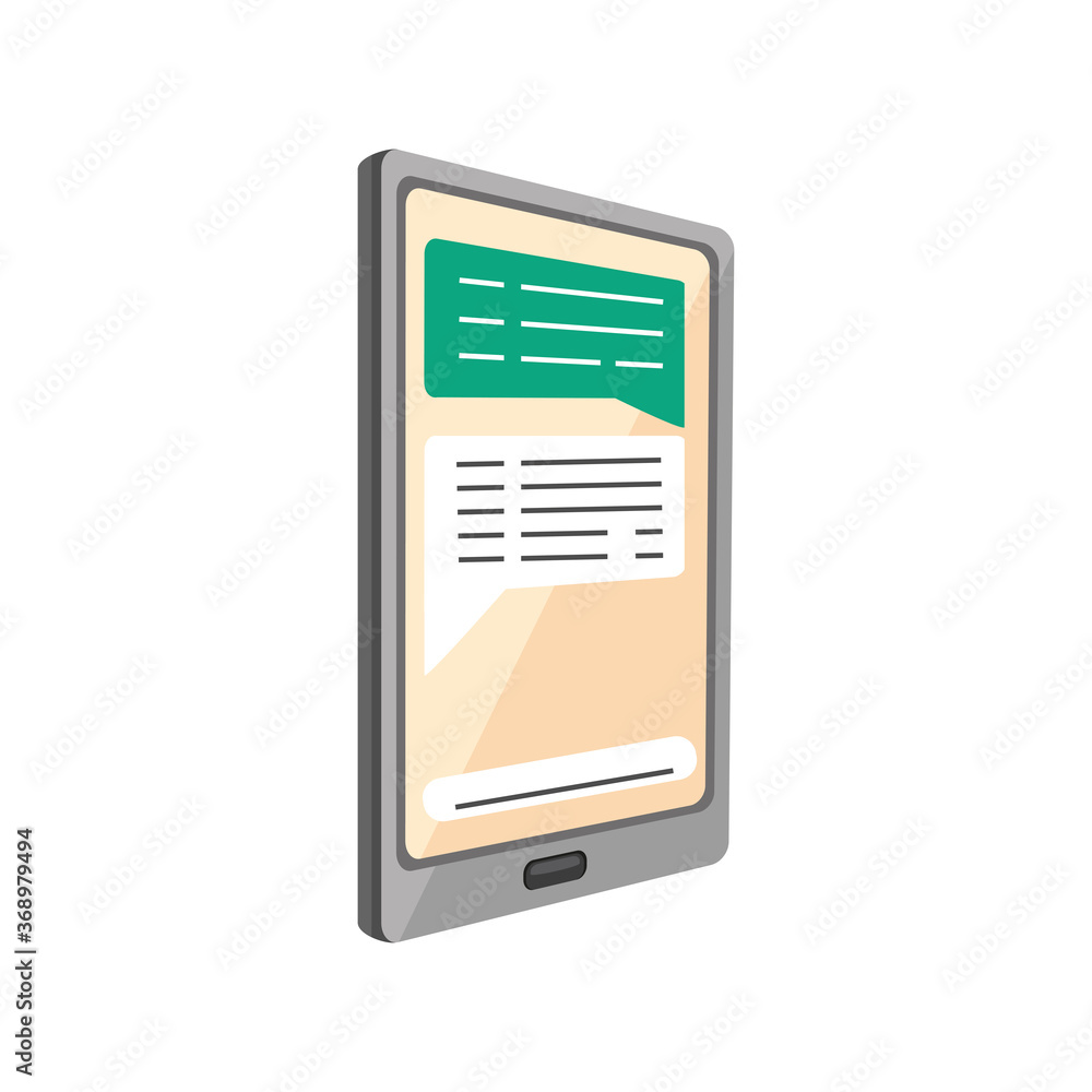 Poster screen of smartphone with dialog bubbles