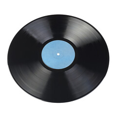 Naklejka premium 12-inch vinyl record with blank label isolated.