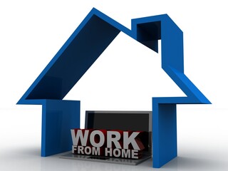 3D rendering work from home concept