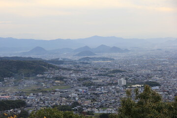Fototapeta na wymiar 夕方の香川県高松市の展望
