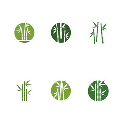 Bamboo logo with green leaf vector icon template