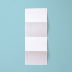 Tri Fold Blank Card Mockup - White Paper & Blue Background