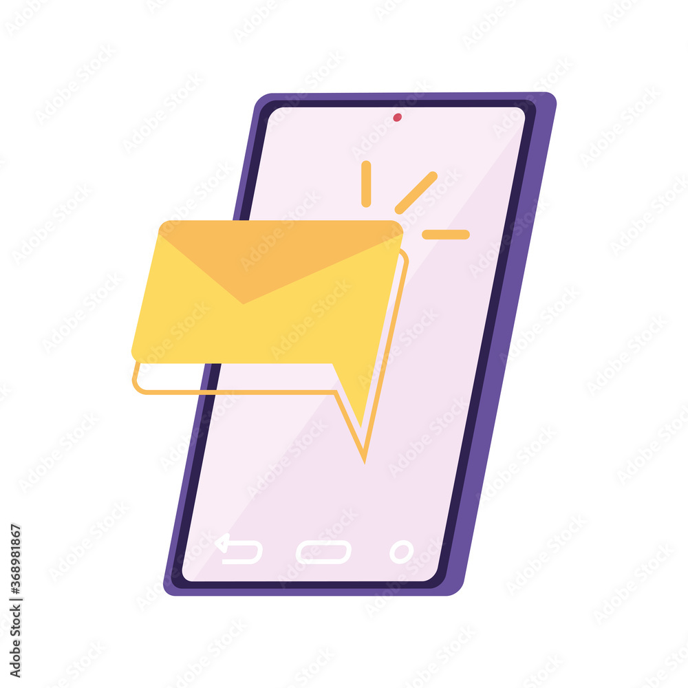 Sticker smartphone with message on white background