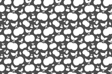White plum shape. Fruit pattern on a brown background
