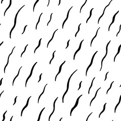 Wavy line hand drawn seamless pattern. Freehand pen drawing black vector texture