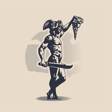 God Perseus. A man in a helmet.