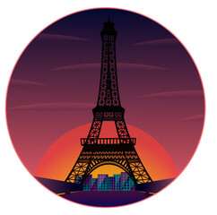Eiffel tower at night, sunset Icon