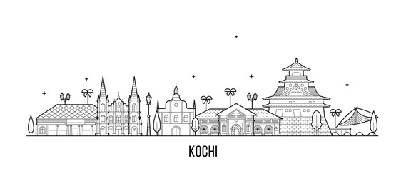 Kochi skyline India Trendy vector linear style