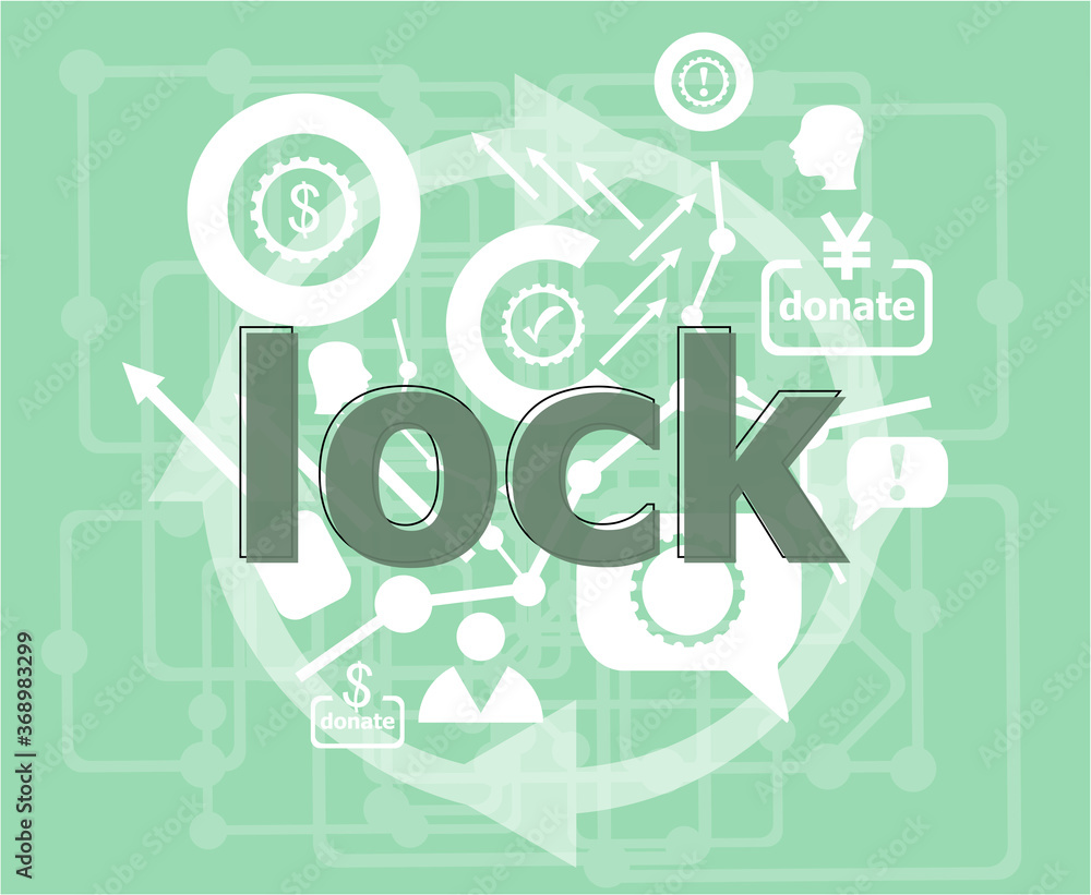 Poster text lock. security concept . infographic template. flat design web graphics elements.