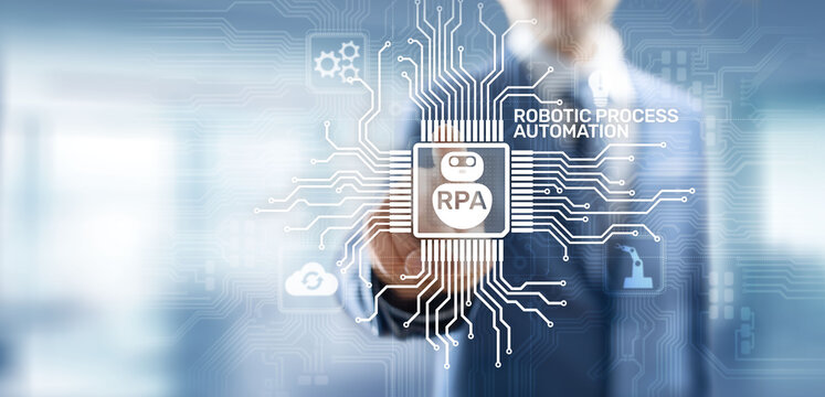 RPA Robotic process automation innovation technology concept on virtual screen.