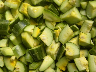 Diced cut raw fresh Pointed gourd