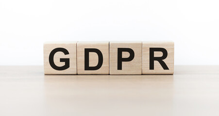 GDPR - symbol of the new General Data Protection Regulation on wooden blocks.Law concept.