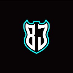 Obraz premium B J initial logo design with shield shape