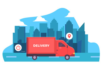 delivery car on the way illustration