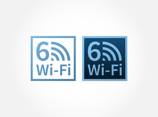 Blue gradient vector logo icons wi-fi 6 new generation network for stickers, 802.11ax standard. Emblem, sign for wireless communication, high speed, bandwidth.
