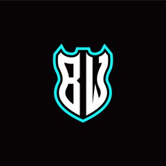 B W initial logo design with shield shape