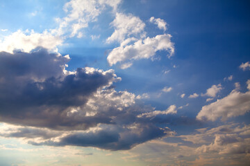 Sun rays in the clouds . Sunlight passes through the atmosphere
