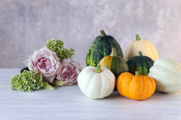 ハロウィンかぼちゃとばらの花