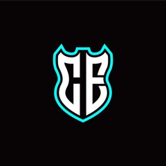 Obraz premium C E initial logo design with shield shape