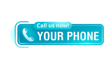 Fototapeta premium Call us button - template for phone number place in website header - conspicuous sticker with phone headset pictogram