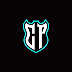 C T initial logo design with shield shape
