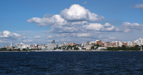 Fototapeta premium Samara, Russia, August 2, 2020, view of the city of Samara from the Volga river