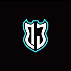 D J initial logo design with shield shape