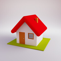 3d house icon on white background